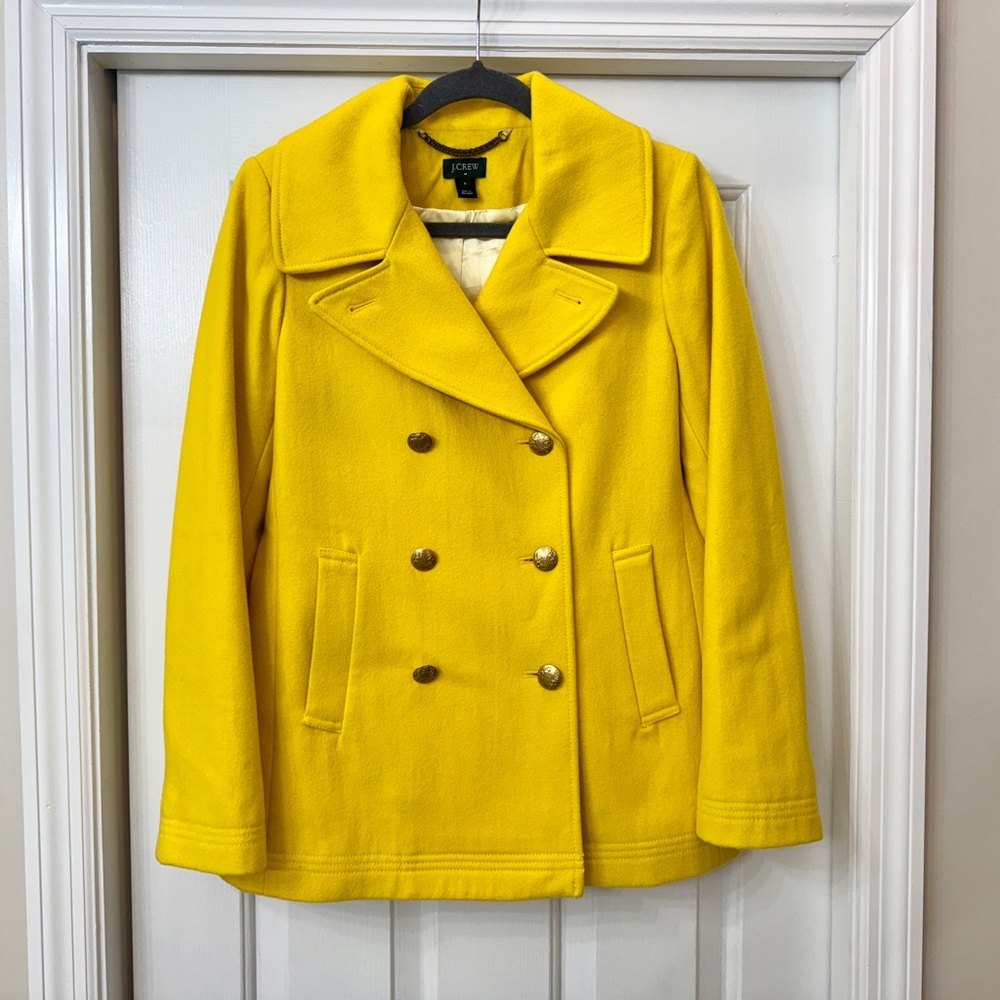 *SOLD* J. Crew Yellow Double-Breasted Wool Blend Peacoat